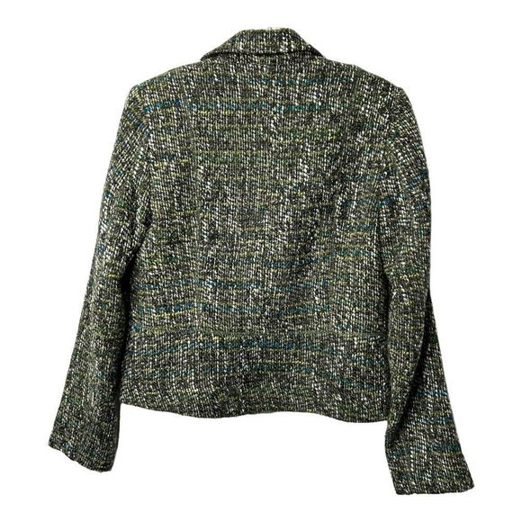 New Solo Moda Wool Blazer Houndstooth Green Blue Clasp Lapel Collar Women 4 - Picture 2 of 6